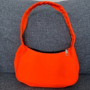 NEW Fluorescent Orange Nylon Mini Bag Hobo Shoulder Neon Purse